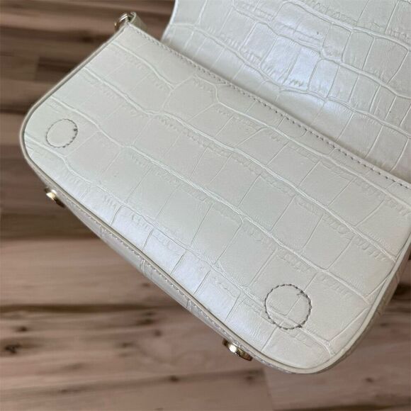 Zara Women's Off White Croc Embossed Baguette Shoulder Bag - Picture 3 of 12